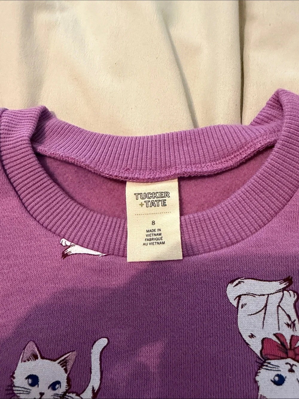 Tucker + Tate Purple Crewneck Sweatshirt with White Kitty Print